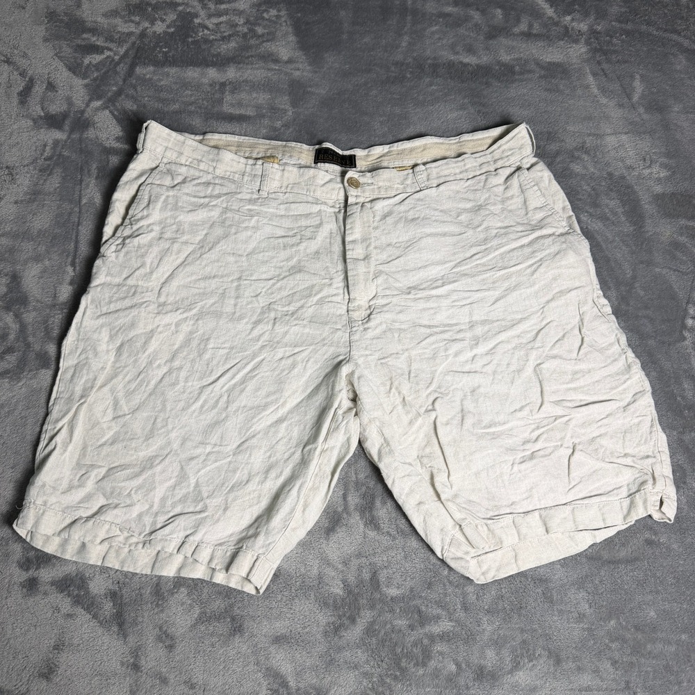 Jos. A. Bank Reserve Mens SZ 44 Oatmeal Beige 100% Linen Beach Summer Shorts